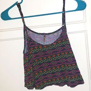 Patterned Flowy Crop Top Tribal